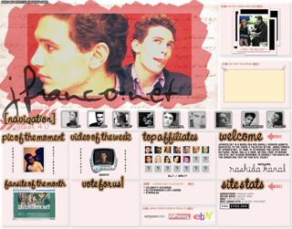 Screenshot of ancient James Franco fan-site.