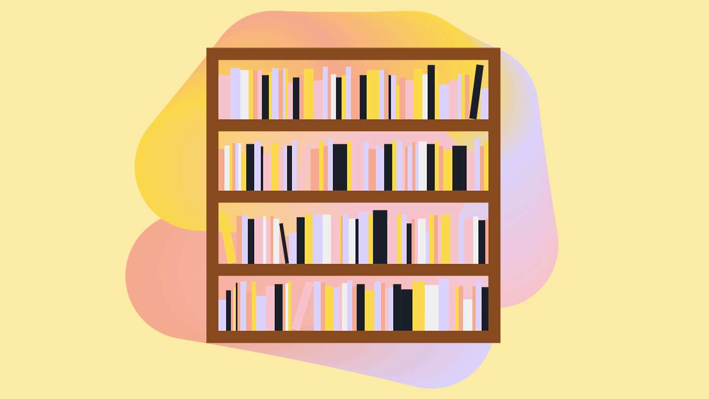 GIF of bookshelf with words 'What Can A Library Do?' appearing in the bookshelf, one word at a time.